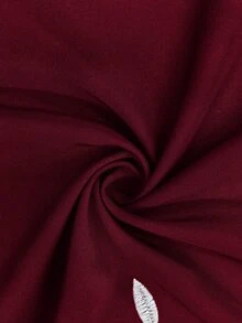 Linhara Plus Size Women Elegant Collar Contrast Color Pull-Cord Printed Blouse Fall - Burgundy - View 4