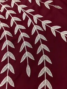 Linhara Plus Size Women Elegant Collar Contrast Color Pull-Cord Printed Blouse Fall - Burgundy - View 5