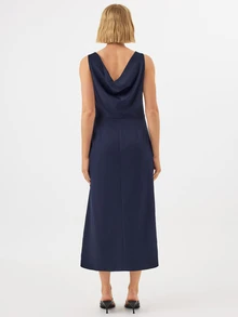 KÆRIA Hus Solid Elegant Minimalist Cowl Back Dress - Navy - Brunch Cocktail, Dinner, Navy Blue, Summer, Date, Wedding, Homecoming, Party - Royal Blue - View 2