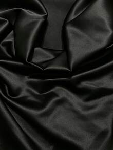LUMIGAL Blus Wanita Lengan Panjang Satin dengan Rumbai dan Patchwork, Kerah Model Cowl Asimetris - Hitam - View 6