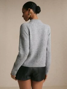 Poéselle Women's Grey Chinese Knot Button Cardigan With Round Neck,  Chinese Style,Brunch Outfits,Work Outfits,Basic Tops,Elegant , Casual,Fall/Winter - Grey - View 7
