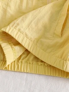 SHEIN Tween Girls Fall Outfits 2pcs/Set Stand Collar Colorblock Zipper Long Sleeve Jacket And Pants Casual Daily Outfit, Fall, Chic, Graduation, Layered - Yellow - View 3