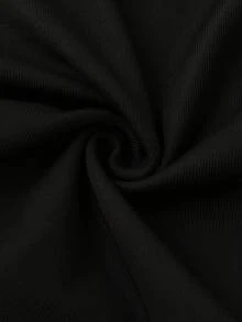 GlowEve CURVE Plus Size Women's French Elegant Casual Vacation Round Neck Long Sleeve Ruffle Trim Cardigan & Wide Leg Pants 2-Piece Set, Suitable For Office Commute - Black and White - View 5