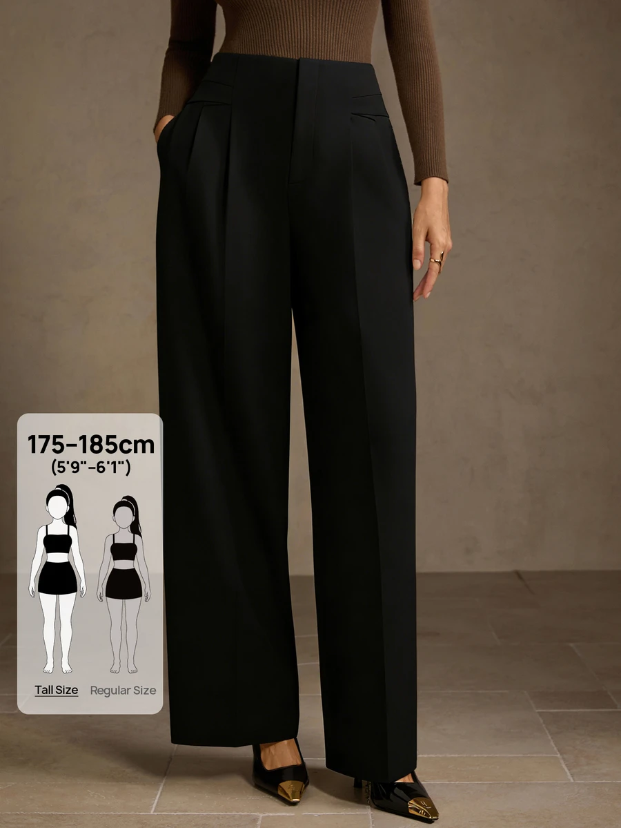 MOTF PREMIUM ELEGANT COMMUTER STRUCTURED STRAIGHT LEG DRESS PANTS - Black - View 1