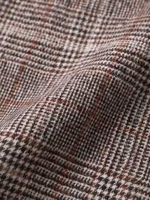SHEIN LUNE CURVE Plus Size Women's Plaid Waist Tie Top And Skirt Fashion 2-Piece Set - Mocha Brown - View 3