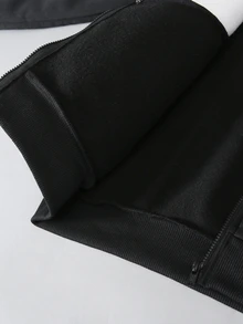 SHEIN 2件組兒童青少年男孩休閒運動拼色連帽外套與黑色長褲套裝，適合秋冬、學校、家庭聚會、開學季、運動、秋季穿搭、冬季穿搭、生日派對 - 黑色 - 查看 6
