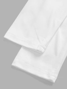 SHEIN Tween Girl Neck Ruched Basics Solid Color Knit Tee,Great For Casual & Daily Wear & School Daily In Autumn & Winter - White - View 6