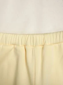 Tween Girls Cream Yellow Tween Girl Front Zipper Autumn Hoodie With Embroidered & Sweatpants Tracksuit 2Pcs Set - Yellow - View 10