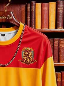 Manfinity HARRY POTTER X SHEIN 男士拼色休閒百搭日常長袖T恤 - 彩色 - 查看 5