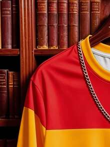 Manfinity HARRY POTTER X SHEIN 男士拼色休閒百搭日常長袖T恤 - 彩色 - 查看 4