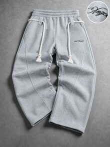 PAVTROS Men's Casual Loose Curved Leg Sweatpants - Light Grey - View 1