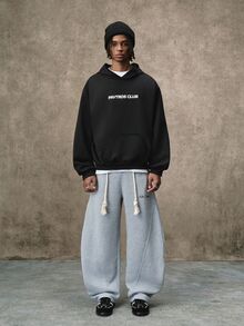 PAVTROS Men's Casual Loose Curved Leg Sweatpants - Light Grey - View 6