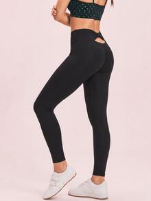 Pariaura High Waist Seamless Hollow Out Sports Leggings - Black - View 11