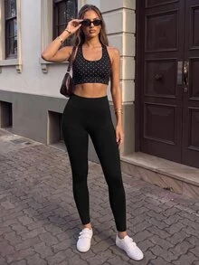 Pariaura High Waist Seamless Hollow Out Sports Leggings - Black - View 4