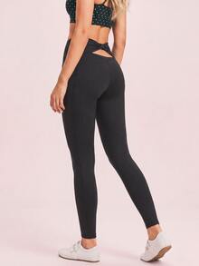 Pariaura High Waist Seamless Hollow Out Sports Leggings - Black - View 12