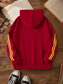 HARRY POTTER X SHEIN بلوزة هودي مطبوع عليها حرف وصورة أسد للفتيات المراهقات - الأحمر - مشاهدة 2