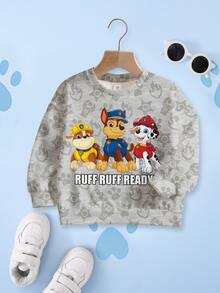 SHEIN | PAW Patrol Young Boy Casual Dog Print Crew Neck Sweatshirt, Autumn - White - View 1