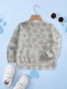SHEIN | PAW Patrol Young Boy Casual Dog Print Crew Neck Sweatshirt, Autumn - White - View 2