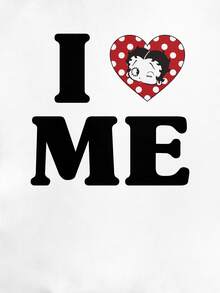 Betty Boop x SHEIN Women's Letter Print Casual Versatile Everyday Short Sleeve T-Shirt - White - View 3