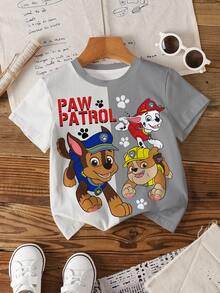 SHEIN | PAW Patrol Young Boy Crew Neck Letter Cartoon Print Casual Versatile Daily Wear Short Sleeve T-Shirt - White - View 7