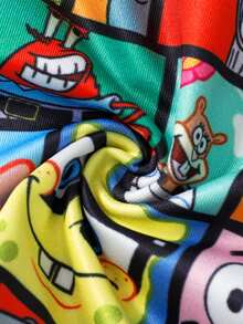 SpongeBob SquarePants | SHEIN Men's Cute Funny Print Boxer Briefs, Comfortable Mid-Rise Trunks - Black - View 5