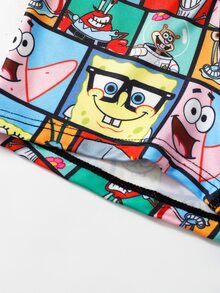 SpongeBob SquarePants | SHEIN Men's Cute Funny Print Boxer Briefs, Comfortable Mid-Rise Trunks - Black - View 4