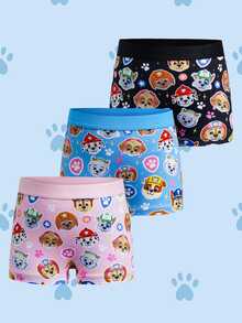 SHEIN | PAW Patrol 3pcs Young Girl Allover Print Panties, Polyester Fabric All-Over Cute Pattern - Multicolor - View 1