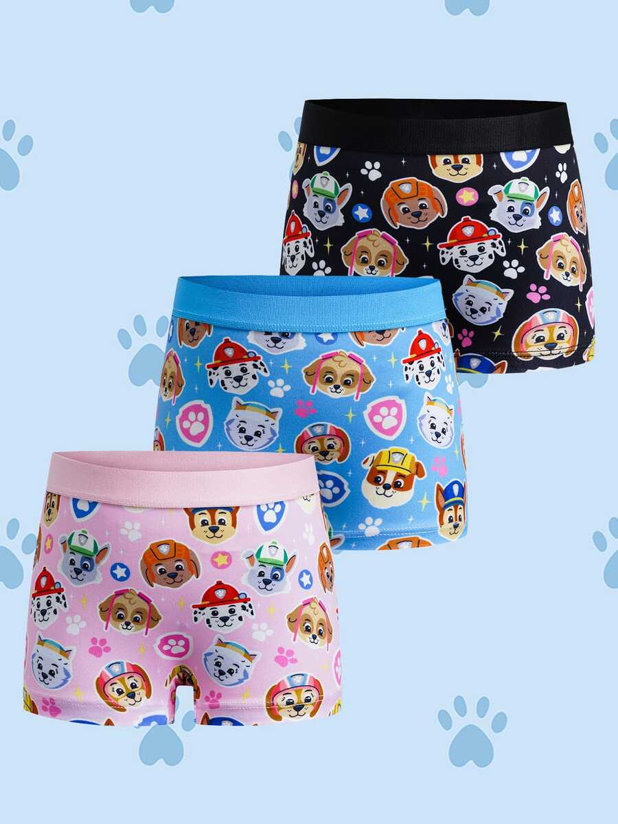 SHEIN | PAW Patrol 3pcs Young Girl Allover Print Panties, Polyester Fabric All-Over Cute Pattern - Multicolor - View 1
