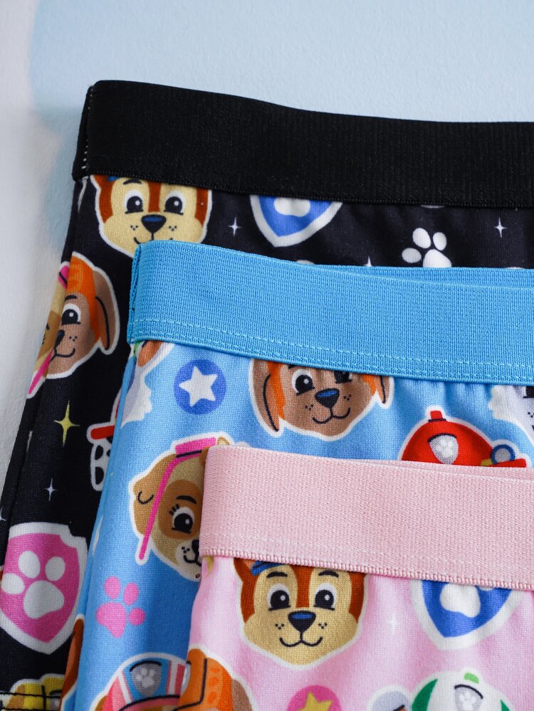 SHEIN | PAW Patrol 3pcs Young Girl Allover Print Panties, Polyester Fabric All-Over Cute Pattern - Multicolor - View 3