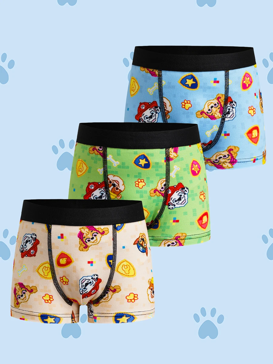 SHEIN | PAW Patrol 男童卡通印花撞色滚边平角内裤 - 彩色 - 查看 1