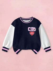 SHEIN X Care Bears Young Girl Casual Everyday Contrast Color Cartoon Bear Pattern Sweatshirt Fall Winter - White - View 2