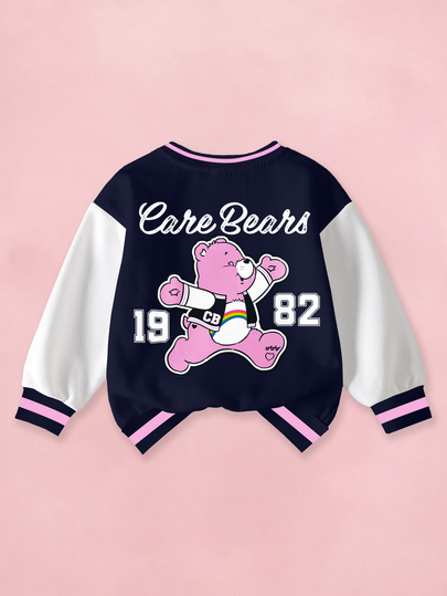 SHEIN X Care Bears Νεαρό κορίτσι Casual Everyday Αντίθεση χρώματος κινουμένων σχεδίων με μοτίβο αρκούδας