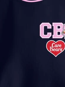 SHEIN X Care Bears Young Girl Casual Everyday Contrast Color Cartoon Bear Pattern Sweatshirt Fall Winter - White - View 4