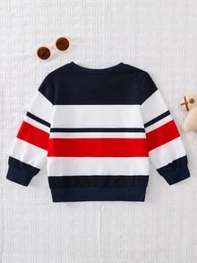 Baby Boy Crew Neck Casual Pullover Sweatshirt Suitable For Autumn/Winter - Multicolor - View 2