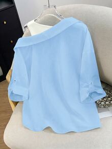 GlowEve CURVE Plus Size Women Summer Casual Commuting Fashion Color Block 2 In 1 Shirt - Multicolor - View 2
