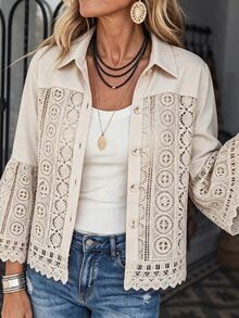 LanaWest Women's Solid Color Single-Breasted Casual Versatile Everyday Cardigan - Khaki - View 4
