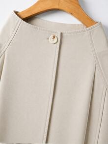 Selianne Women's Fashionable Elegant Asymmetrical Large Lapel Silhouette Mid-Length Trench Coat, Raglan Sleeve Loose Fit Flattering Casual Jacket - Apricot - View 6