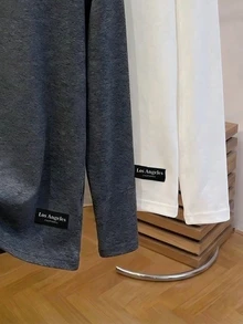Teen Boys Boy's 2-Piece Set Top T-Shirt Base Layer High Neck Long Sleeve Versatile Base Layer Autumn/Winter New Ribbed Textured Fabric - Grey - View 4