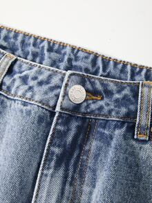 SHEIN Tall Women's Loose Wide Leg Casual Versatile Denim Jeans With Pockets - Blue - View 11