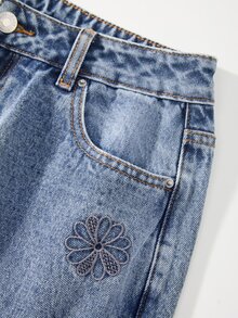 SHEIN Tall Women's Loose Wide Leg Casual Versatile Denim Jeans With Pockets - Blue - View 6
