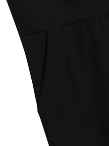 GlowEve CURVE Jumpsuit Tanpa Tali Model Flare untuk Wanita Ukuran Plus, Warna Polos, Pakaian Kasual Sehari-hari - Hitam - View 4