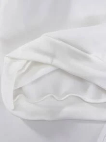 SHEIN 青少年女孩衛衣，白色花卉，寬鬆版型，秋冬保暖，休閒可愛，連帽，抓絨，拉鍊，舒適，日常上學穿搭 - 白色 - 查看 6