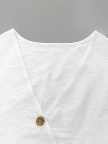 Linhara CURVE Blusa de talla grande con botones delanteros y hombros caídos - Blanco - Ver 4