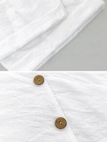 Linhara CURVE Blusa de talla grande con botones delanteros y hombros caídos - Blanco - Ver 5