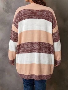 EMERY ROSE Plus Size Women's Colorblock Casual Traditional Kawaii Everyday Cardigan Formal Wedding Guest Formal Vacation Vacation White Autumn - Multicolor - View 2