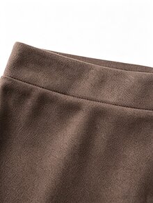 GlowEve Women's Solid Color Button Design Casual Preppy Elegant Versatile Skorts School Office Coffee Brown Summer - Coffee Brown - View 4