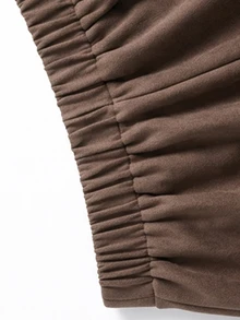GlowEve Women's Solid Color Button Design Casual Preppy Elegant Versatile Skorts School Office Coffee Brown Summer - Coffee Brown - View 5