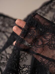 NU&NOW Plus Bodysuit Cami Renda Kontras & Celana Panjang Lebar - Hitam - View 8