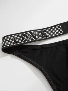 Wedaily 8pcs/Set Luxury Rhinestone Decorated Women's Comfortable Thong Panties, Multicolor - Multicolor - View 6