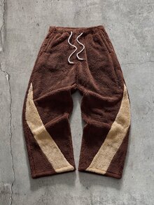 AXEPEAK Men's Colorblock Patchwork Hoodie & Pants Set - Brown - View 4